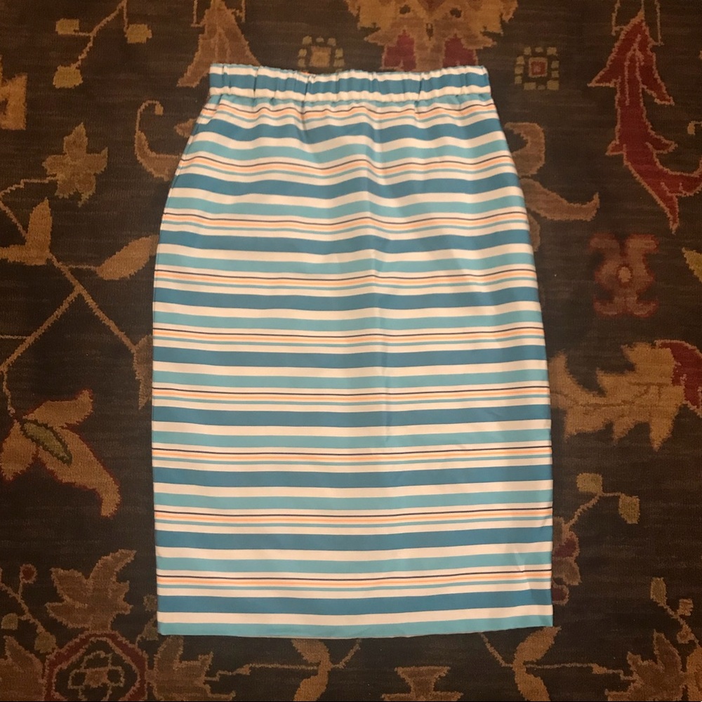 Brand New J. Crew Blue Striped Silk Skirt 🦋